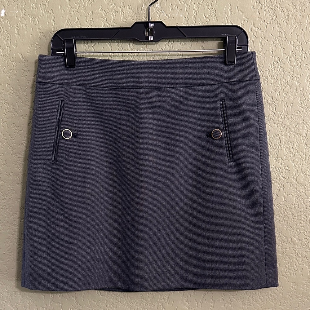 LOFT Charcoal Mini Skirt with Metal Ring Details